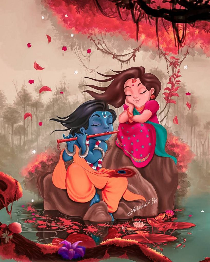 Download Radha Krishna Art Wallpaper By Abhishekm35 4F