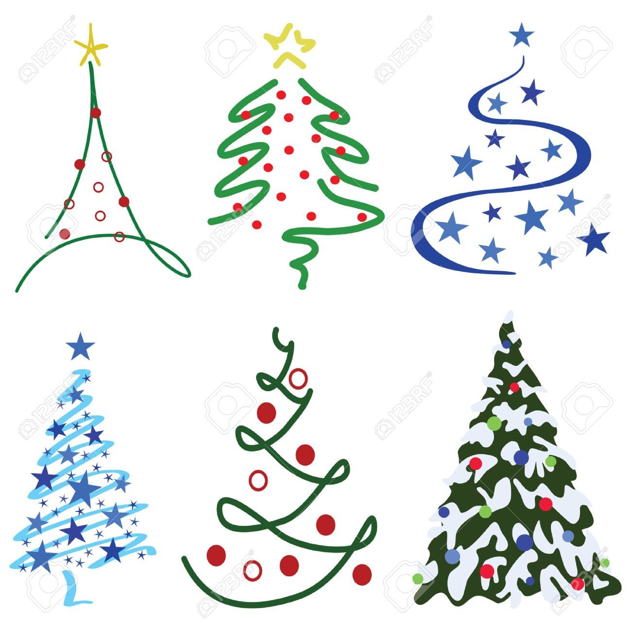 Christmas Tree Design Set Six Tree Designs In Set 2024