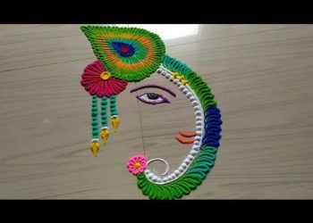 Ganesh chathurthi rangoli design with coloursrangoli