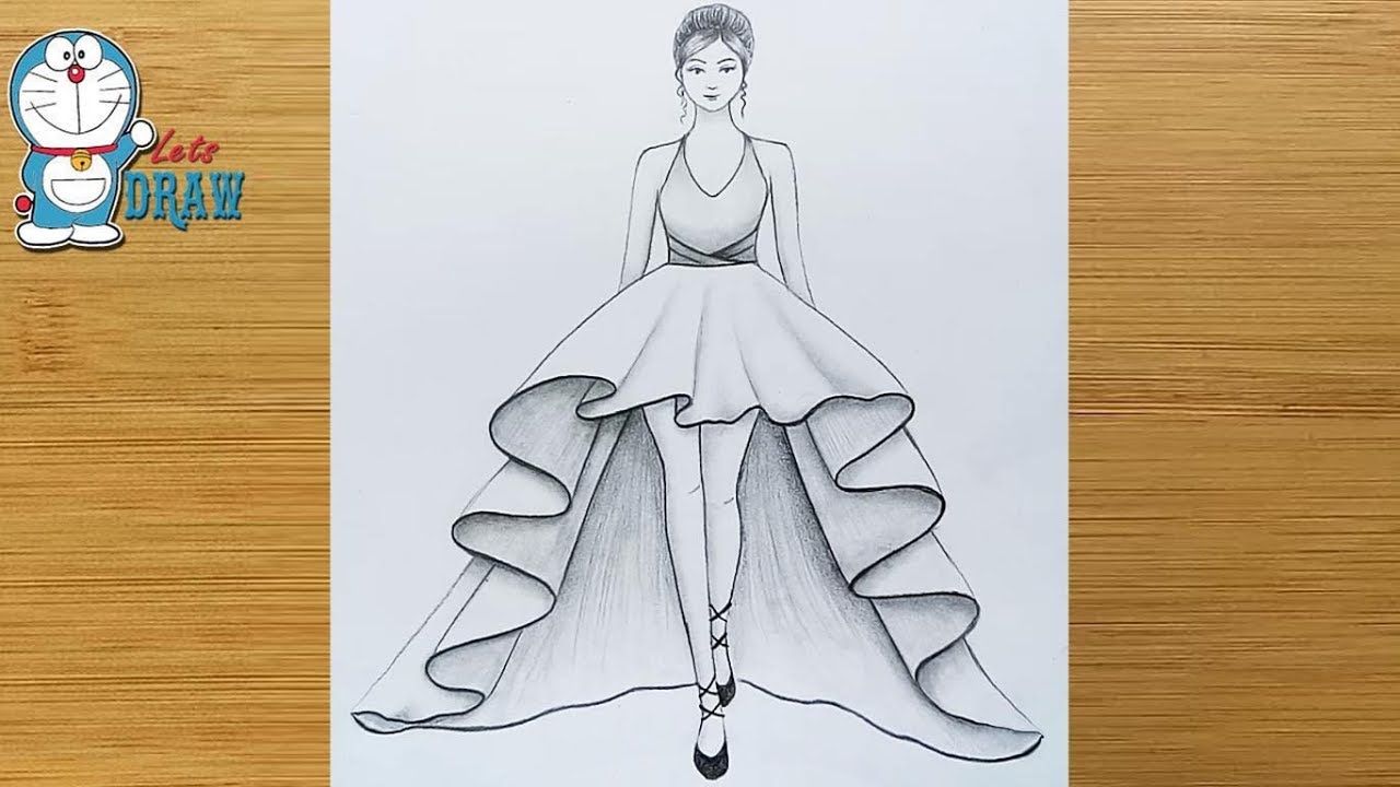 Simple Dress Drawing for beginners  Fashion illustration art  YouTube