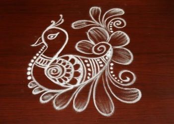 Simple Peacock Rangoli Design For New Year Easy Peacock