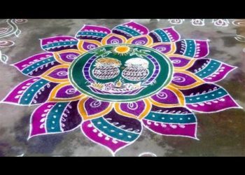 Ugadi Special Rangolibeautiful Rangoli Design Peacock Festival Happy Ugadi