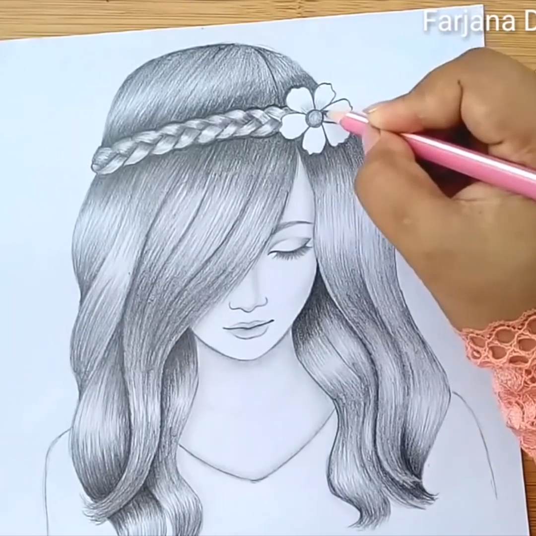 Beautiful Girl - pencil sketch Drawing by Bhagyashree Sagar
