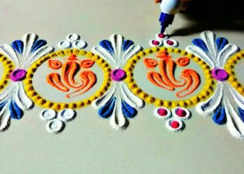 Easy And Quick Ganpati Border Rangoli | Rangoli Border For Ganesh Chaturthi