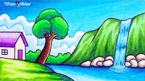 How to Draw Easy Scenery of Beautiful Sunset | Simple Nature Scenery Drawing  - YouTube
