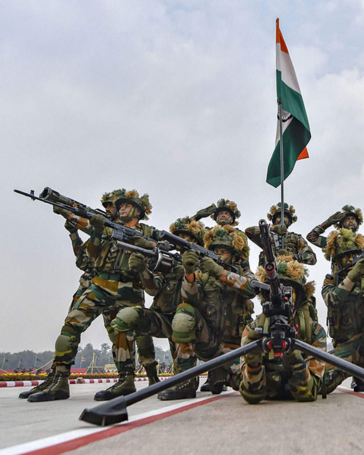 Indian Army With Flag